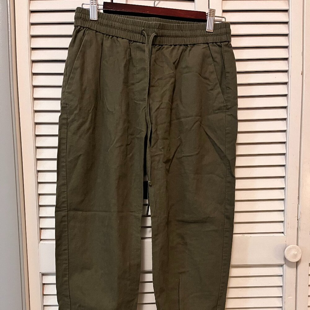 GAP pull-on linen pants, olive green, size 4